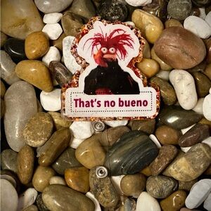 Muppet-Inspired 'That's No Bueno' Glitter Badge Reel - Red, Black, White